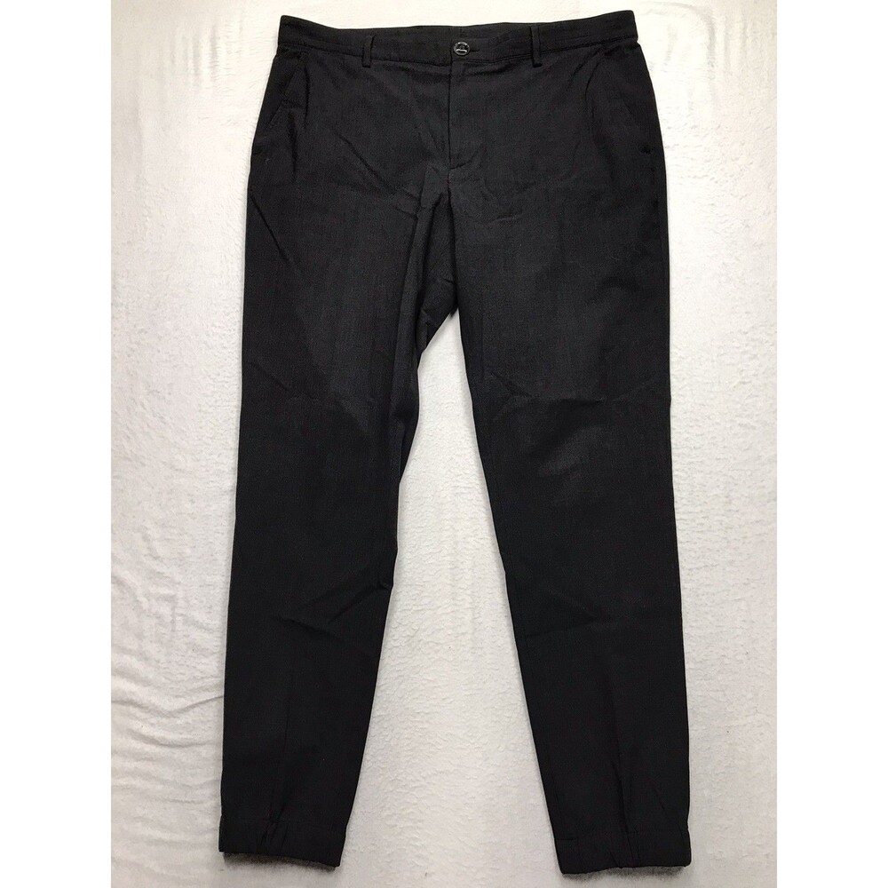 VARVATOS Slim Fit Jogger Wool Pants Men 52 (36x30) Black Stretch Elastic Cuff